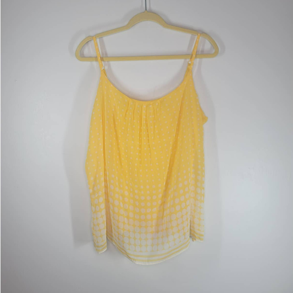 New York & Co. Women's Sleeveless Polka Dot Cami Tank Top Yellow White Size  XL